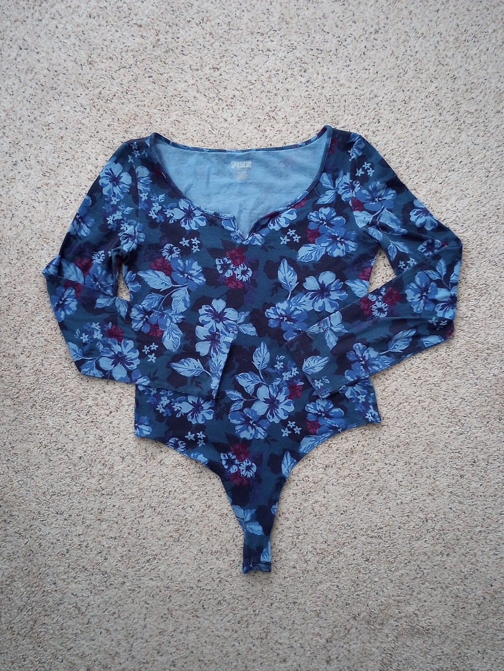 Pink Victoria's Secret Floral Bodysuit Medium